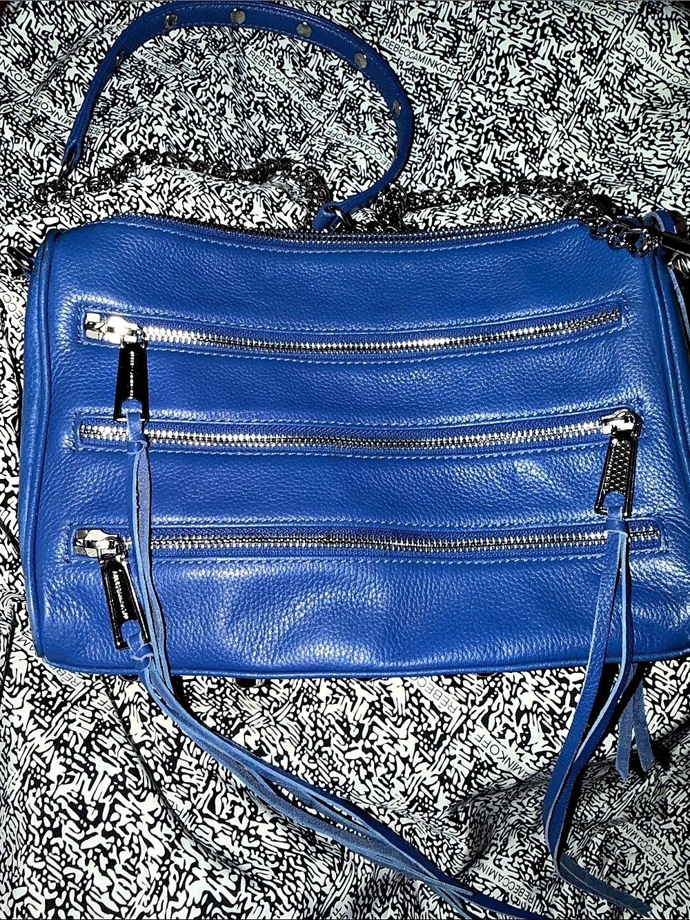 Rebecca Minkoff Cobalt Blue 4-Zip Leather Crossbody Bag